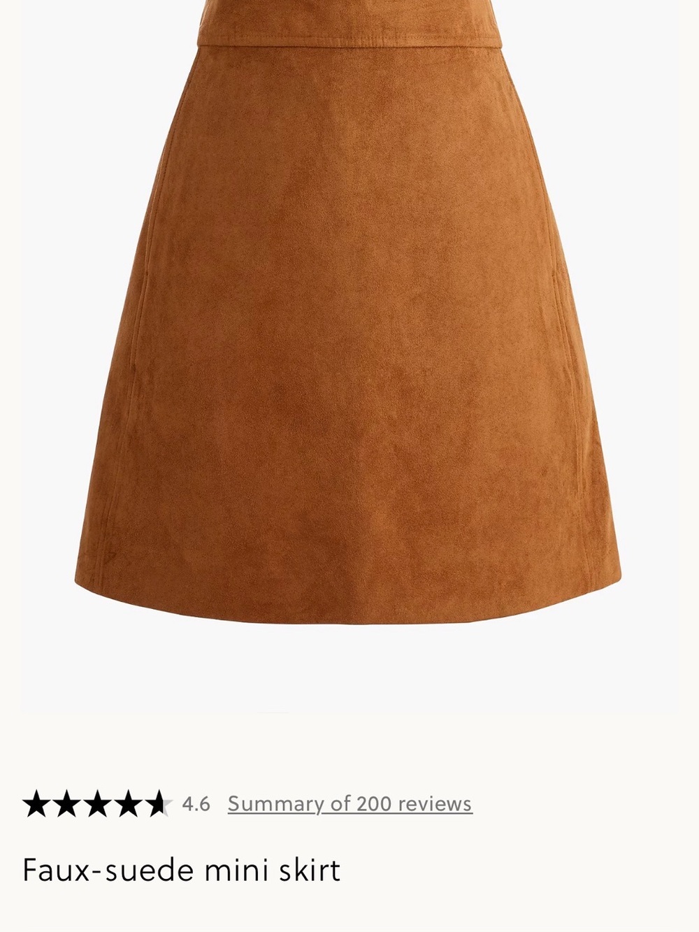 J. Crew Factory Faux-Suede A-Line Mini Skirt in Cognac